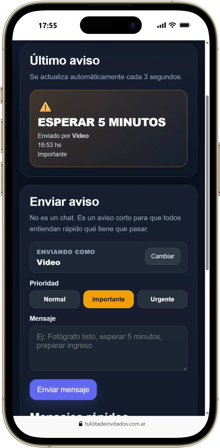 Enviar aviso - Comunicación Interna